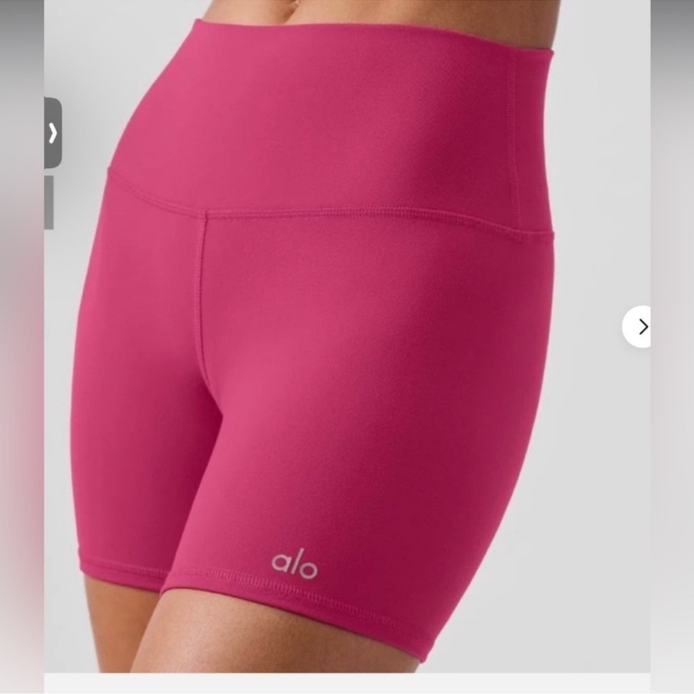 ALO Yoga Women's Vibrant Pink Bike Shorts - Picture 3 of 5